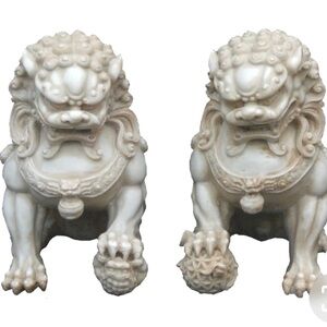 Marble foo dogs. Still in box. Never used. 11-12 inches high